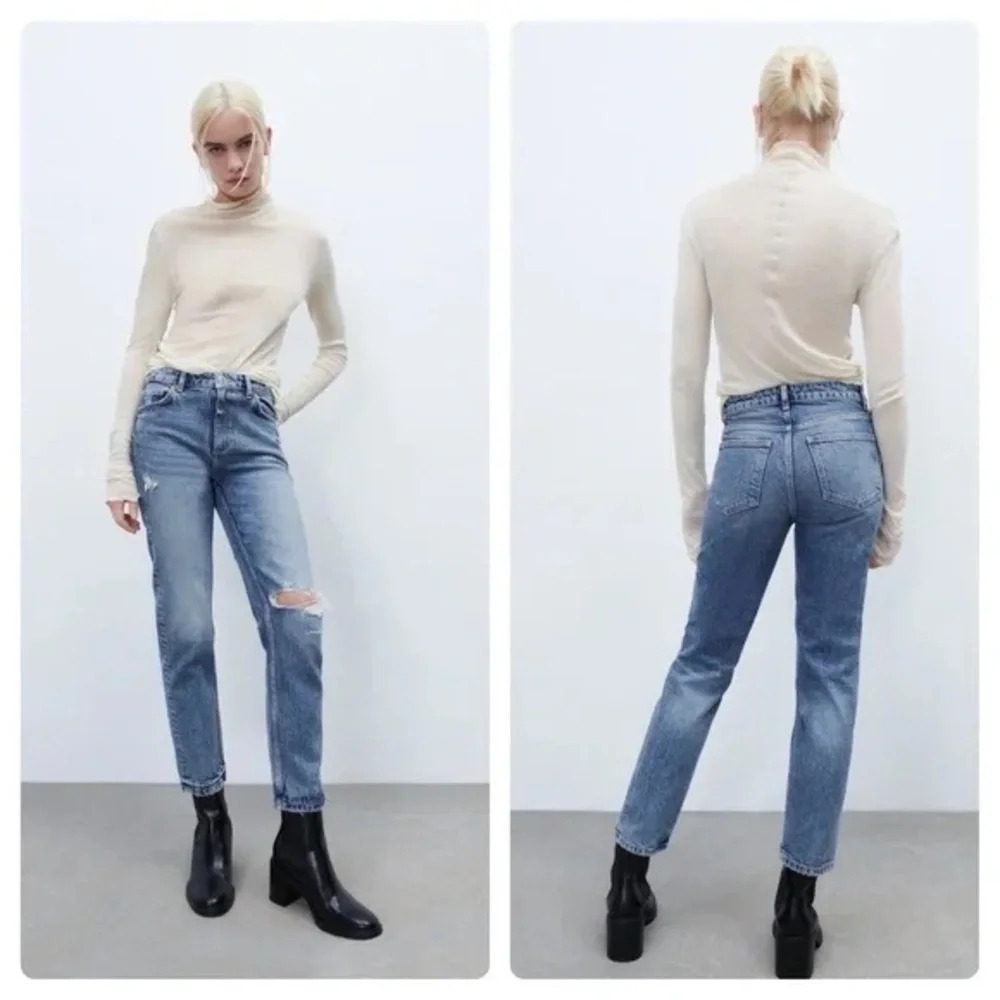 🆕 Zara High Rise Ankle Length Straight Leg Jeans